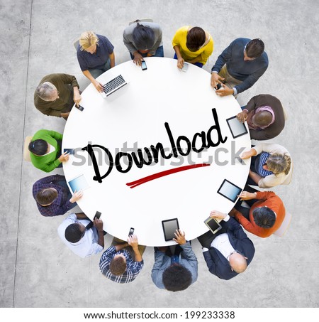People Social Networking and Downloading Concept