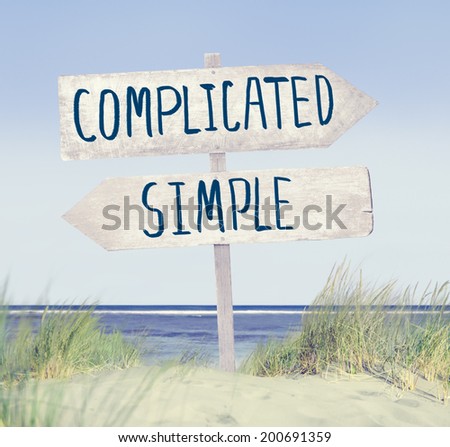 Direction Sign on Beach with Complicated and Simple Text