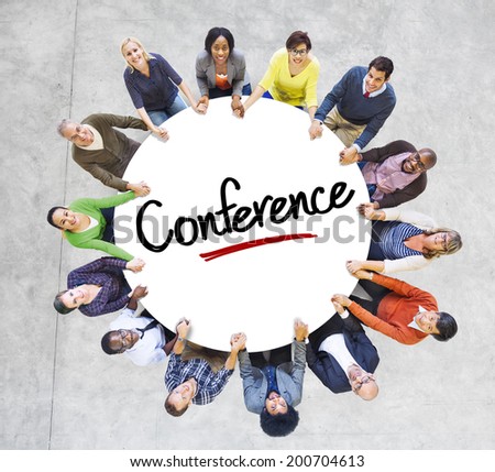 Diverse People in a Circle with Conference Concept
