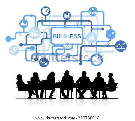 Silhouettes of Business People Meeting and Business Concept