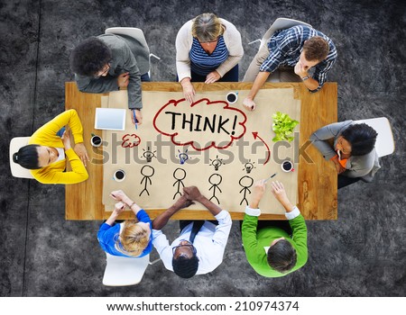 People in a Meeting and Think Concept