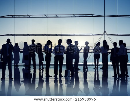 Multiethnic Group of Silhouette Business People in Meeting