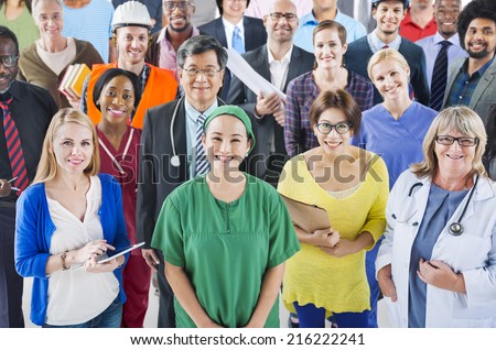 Large Group of Diverse People with Different Occupations