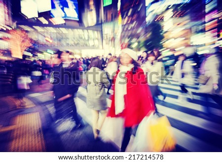 Large Crowd Walking in a City