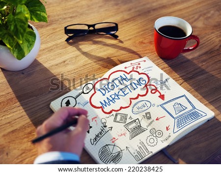 Businessman Sketching About Digital Marketing Concept