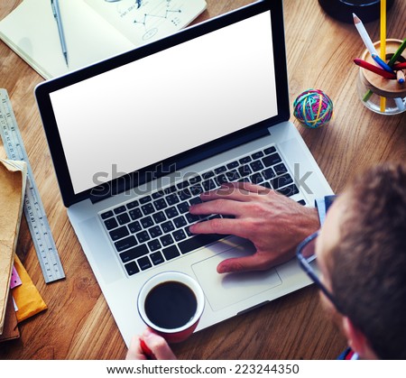 Man Using Laptop in the Office Man Using Laptop in the Office