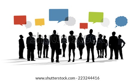 Silhouette Group Of Business People with Speech Bubbles