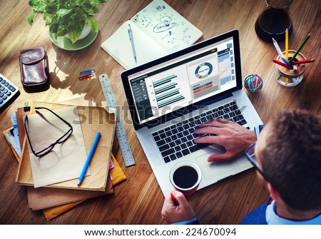 Man Analysis Business Accounting on Laptop