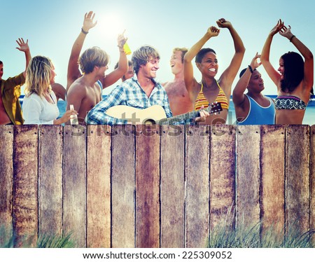 Multi-Ethnic Group of People Partying Outdoors