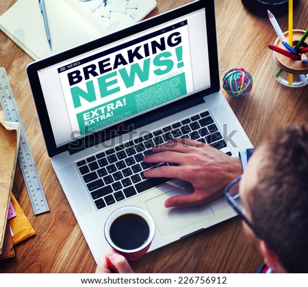 Man Breaking News Top Story Internet Connection Concept Man Breaking News Top Story Internet Connection Concept