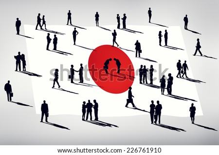 Silhouette Group of People Global Business Japan Concept