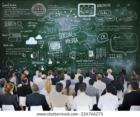 People in a Meeting with Social Media Concepts