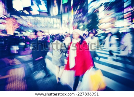 Crowd Shopping Consumer City Rush Hour Concept