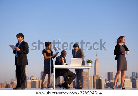 Outdoor business meeting in New York city.