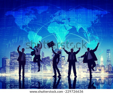 Silhouette Group of Global Business People Celebration Concept