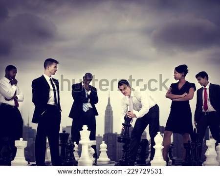 Business People New York Chess Game Concept