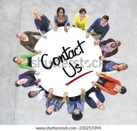 Diverse People in a Circle with Contact Us Concept
