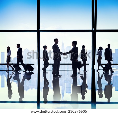 Silhouette Group of Business People Handshake Concept