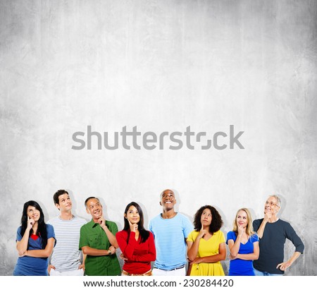 Diverse People Thinking Looking Up Concept