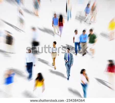 Crowd Diverse People Walking Isolated Concept