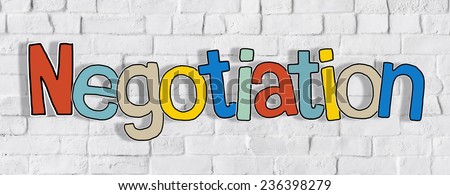 Negotiation Brick wall Single Word Text Background Clean Concept
