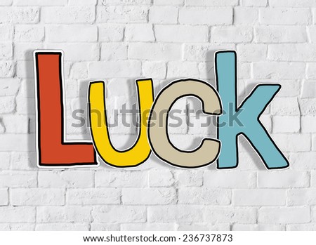 Luck Brick wall Single Word Text Background Clean Concept