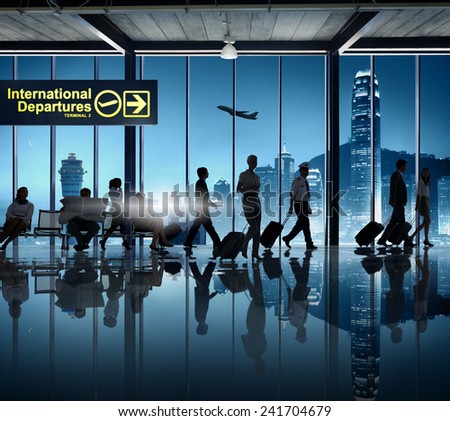 Silhouette Business People Cabin Crew Airport Business Travel