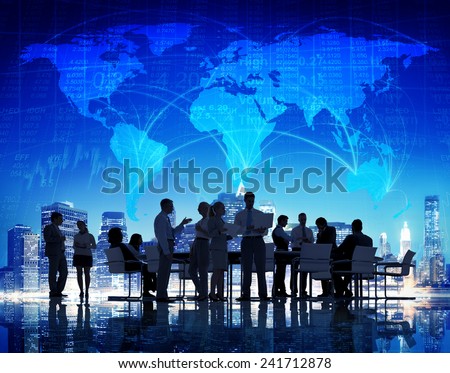 Business People Global Meeting Finance Corporate Communication Concept