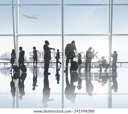 Airport Airplane Flight Transportation Travel Occupation Luggage Concept