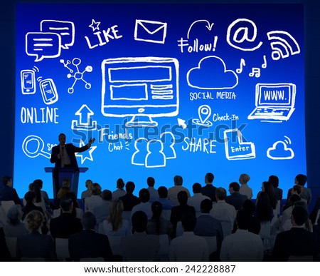 Business People Seminar Global Communications Social Media Concept
