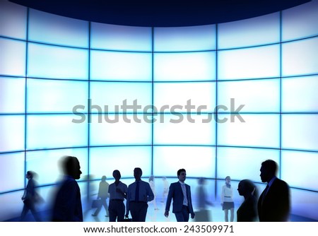 Business People Commuter Walking Screen Corporate Travel Concept