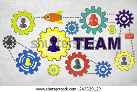 Collaborate Connection Togetherness Gear Corporate Team Concept