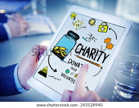 Working Tablet Support Give Help Donate Charity Concept