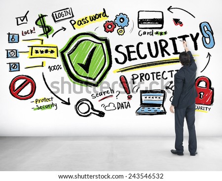 Businessman Writing Planning Security Protection Firewall Concept