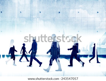 Organization Business People Commuter Silhouette Walking Office Building