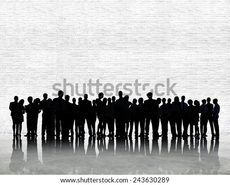Silhouette Business People Discussion Communication Brick Meeting Concept