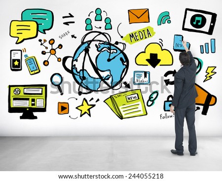 Businessman Media Global Communication Ideas Writing Concept
