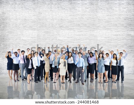 Crowd Business People Celebration Success Togetherness Team Concept