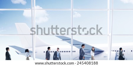 Airport Travel Business People Trip Transportation Airplane Concept