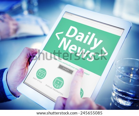 Digital Online Daily News Update Office Working Concept