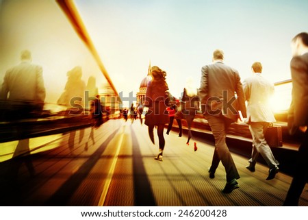 Business People Corporate Walking Commuting City Concept