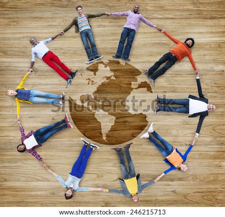 Casual Community Lying Diverse Ethnic Togetherness Variation Concept