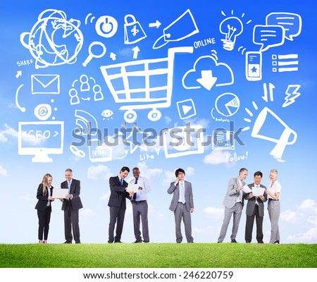 Business People Online Marketing E-commerce Discussion Concept