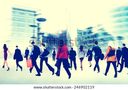 Commuter Buiness People Corporate Cityscape Walking Travel Concept