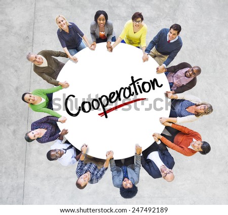 Diverse People in a Circle with Cooperation Concept
