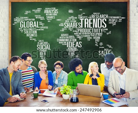 Trends World Map Marketing Ideas Social Style Concept