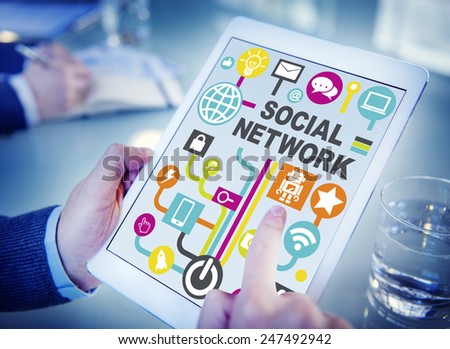 Businessman Planning Strategy Tablet Communication Social Network Concept