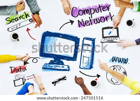Group of People with Computer Network Concept