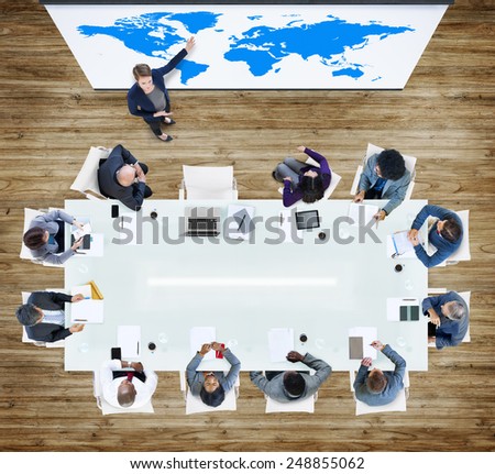 Aerial View Business People Working Sharing Togetherness Concepts