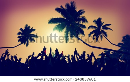 Adolescence Summer Beach Party Outdoors Community Ecstatic Concept